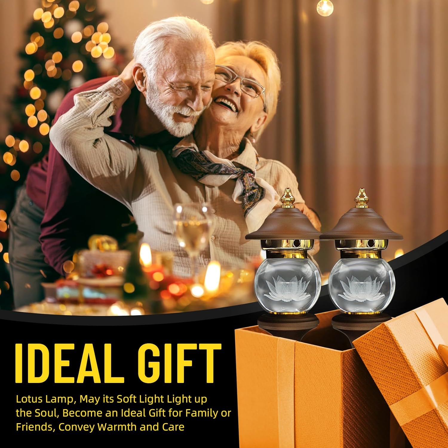 1 Pair Color LED Lotus Lamp - 110V US Plug Crystal Lotus Lamp Pagoda Buddha Lamp Night Light with Adjustable Switch Home Buddhist Supplies Meditation Buddhist Temple 10 Inch