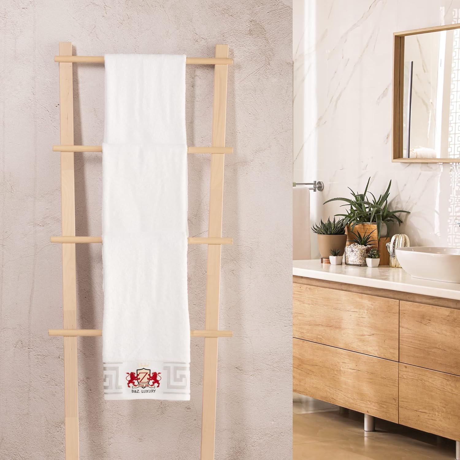 B&Z Luxury Set di 4 Asciugamani da bagno 50x100 cm in Bamboo 500gr | Super Morbidi Assorbenti Resistenti | Asciugamano Spugna Viso Mani Capelli | Ospiti Spa Palestra (Bianco, 4 Viso)