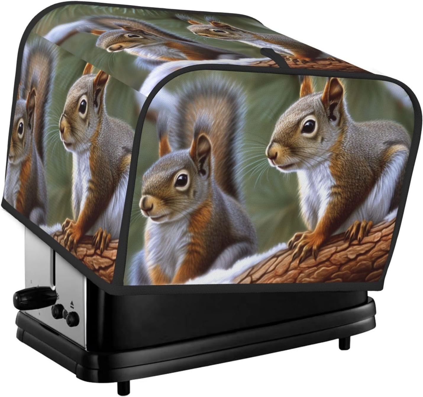 Little Squirrel Toaster Cover 4 slice Kitchen Small Appliance Covers with Pockets Toaster Dust Cover with Top Handle Oven Cover Washable Universal Bread Maker Cover for Kitchen