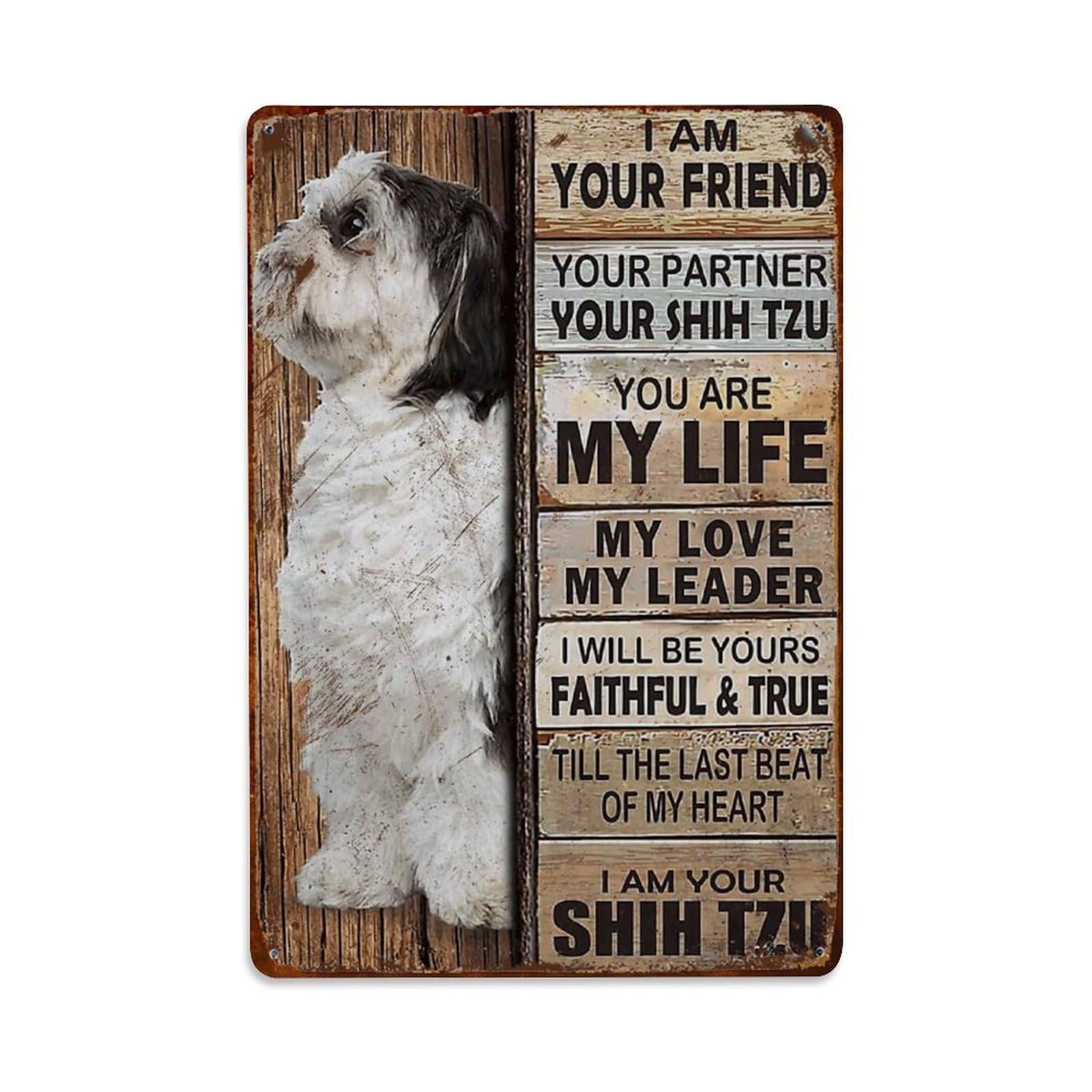 Rkundrne Vintage I Am Your Friend Gift For Shih Tzu Lovers Metal Tin Sign Garden Bedroom Cafe Bar Man Cave Home Wall Decor Metal Poster 8X12 In