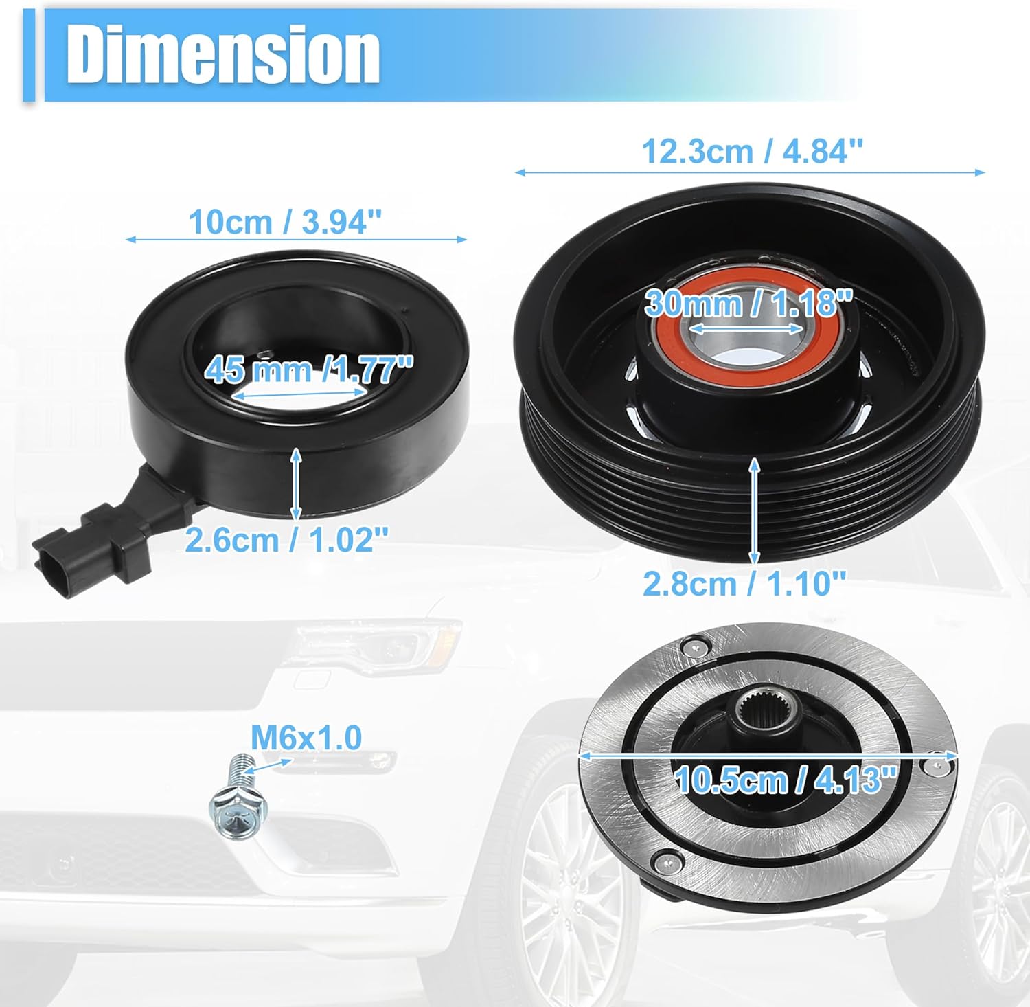 X AUTOHAUX 1 Set AC Compressor Clutch Replacement for Jeep Grand Cherokee 3.6L 2011-2016 Black