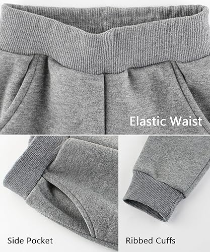 Miniatura 5 de GFQLONG Paquete de 3 pantalones deportivos de algodón para niños pequeños, pantalones deportivos de dibujos animados para niños, pantalones casuales