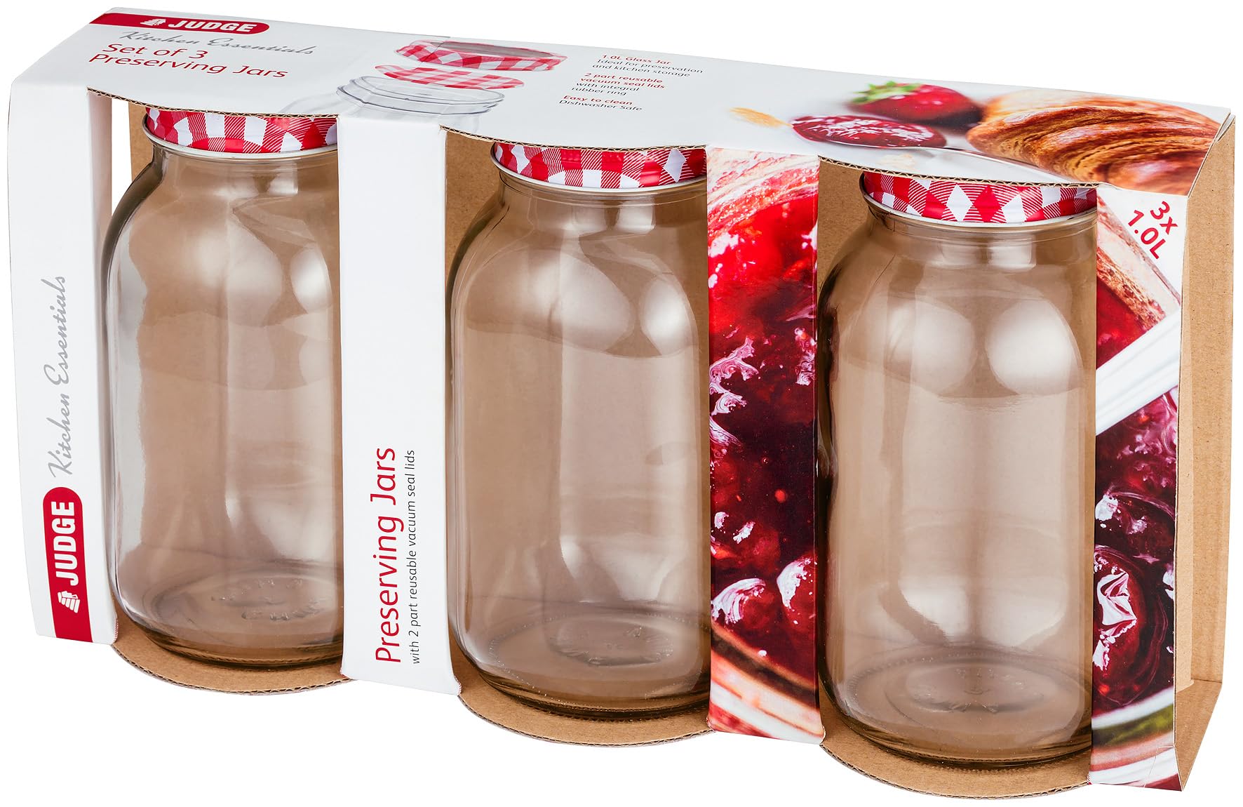 Judge 3 Piece Preserving Jar, 1L, Transparent