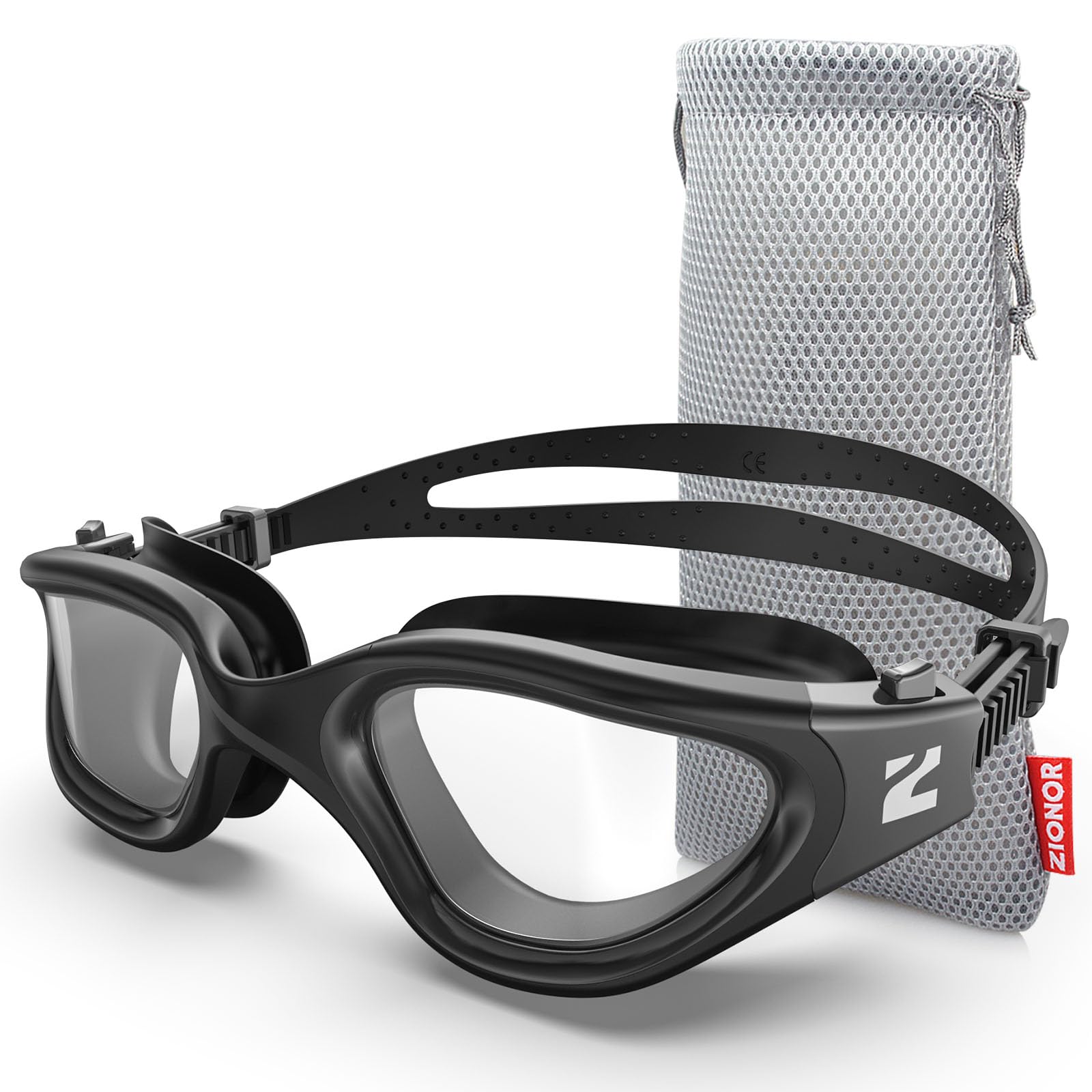 ZIONOR G1MS Lunettes de natation optiques, anti-fuite et anti-buée, verres correcteurs professionnels, avec correction visuelle/dioptrie, protection UV pour hommes et femmes, pour le plein air