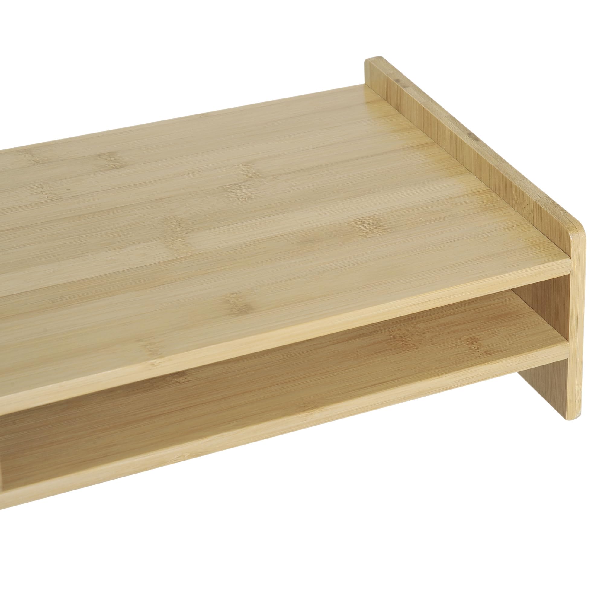 HOMCOM Rehausseur Écran PC Bureau avec Tiroir 49x25,5x11,5 cm Bois Naturel | Rehausseur Ecran, Support Moniteur, Ordinateur Portable, TV, Niche en Bambou