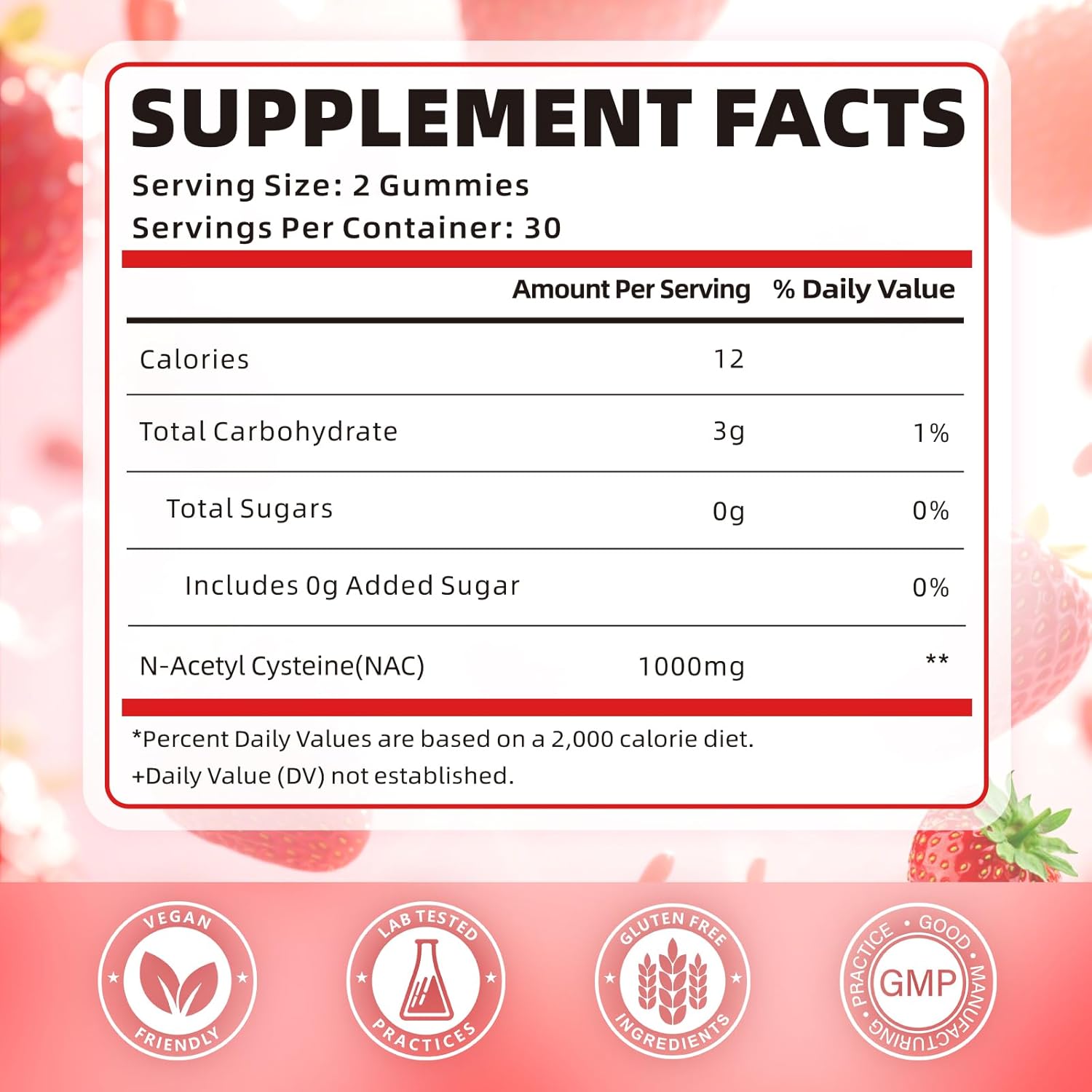 softbear NAC Gummies for Kids & Adults, NAC Supplement 1000mg N Acetyl Cysteine Supports Lung & Liver Health, Antioxidants & Immune System, Strawberry Flavor 60 Count - Image 2