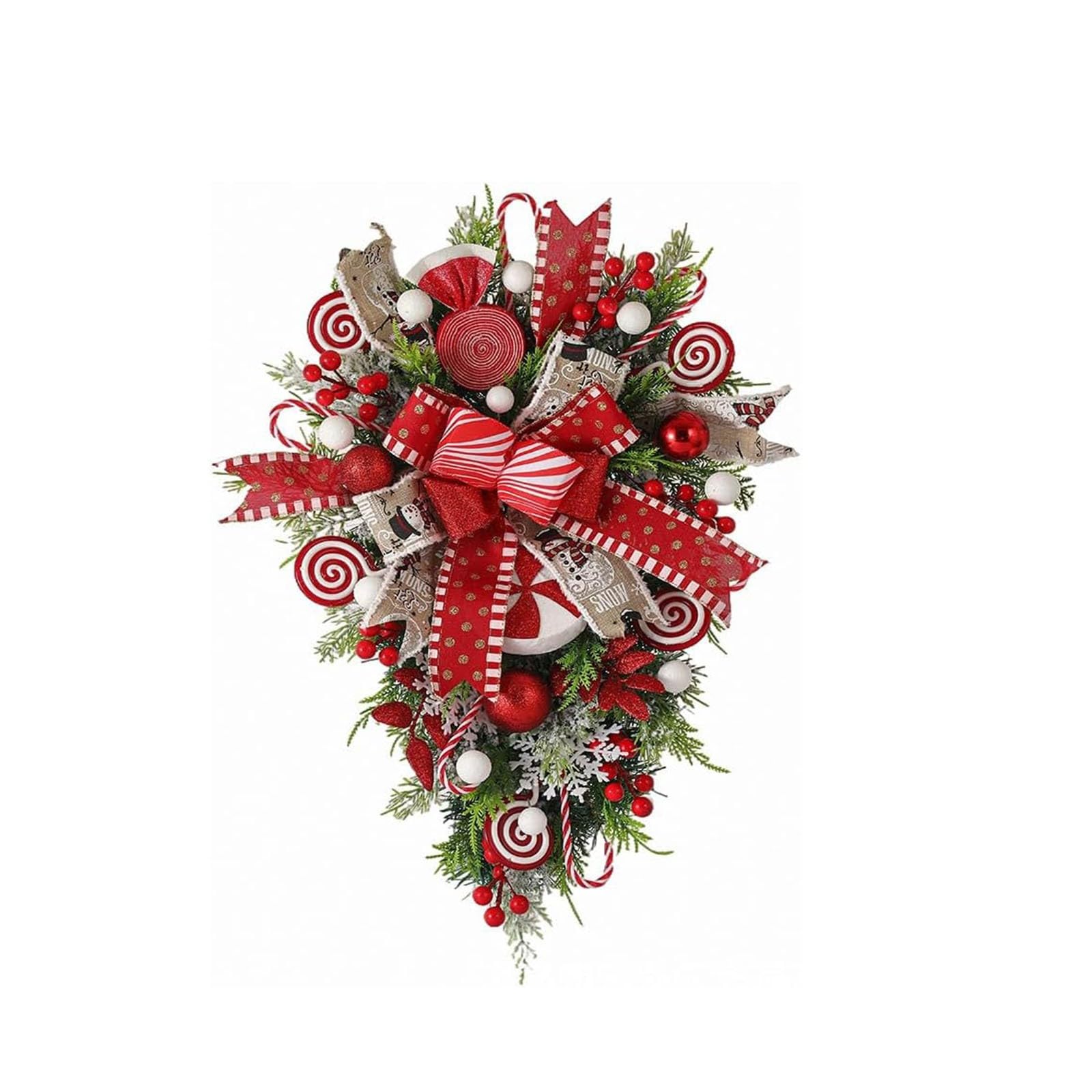 Couronne de bonbons Noël 50 cm pour remplacer une décoration fade par une suspension festive