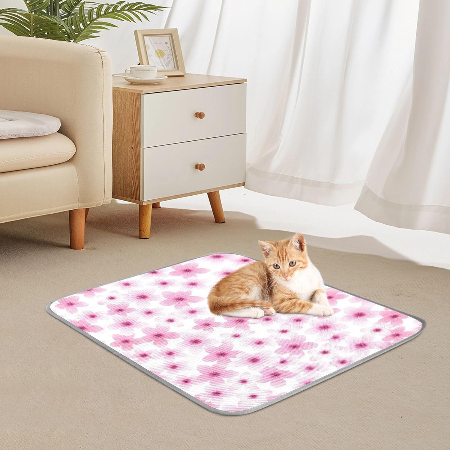 review Washable Dog Cooling Mat Cherry Blossom Japan Summer Cats Sleeping Mat Spring Flower Pink Dog Bed Mats 23.6 * 38.6inch Pet Ice Silk Sleep Kennel Pad Animal Sleep Bed for Home Outdoor Travel
