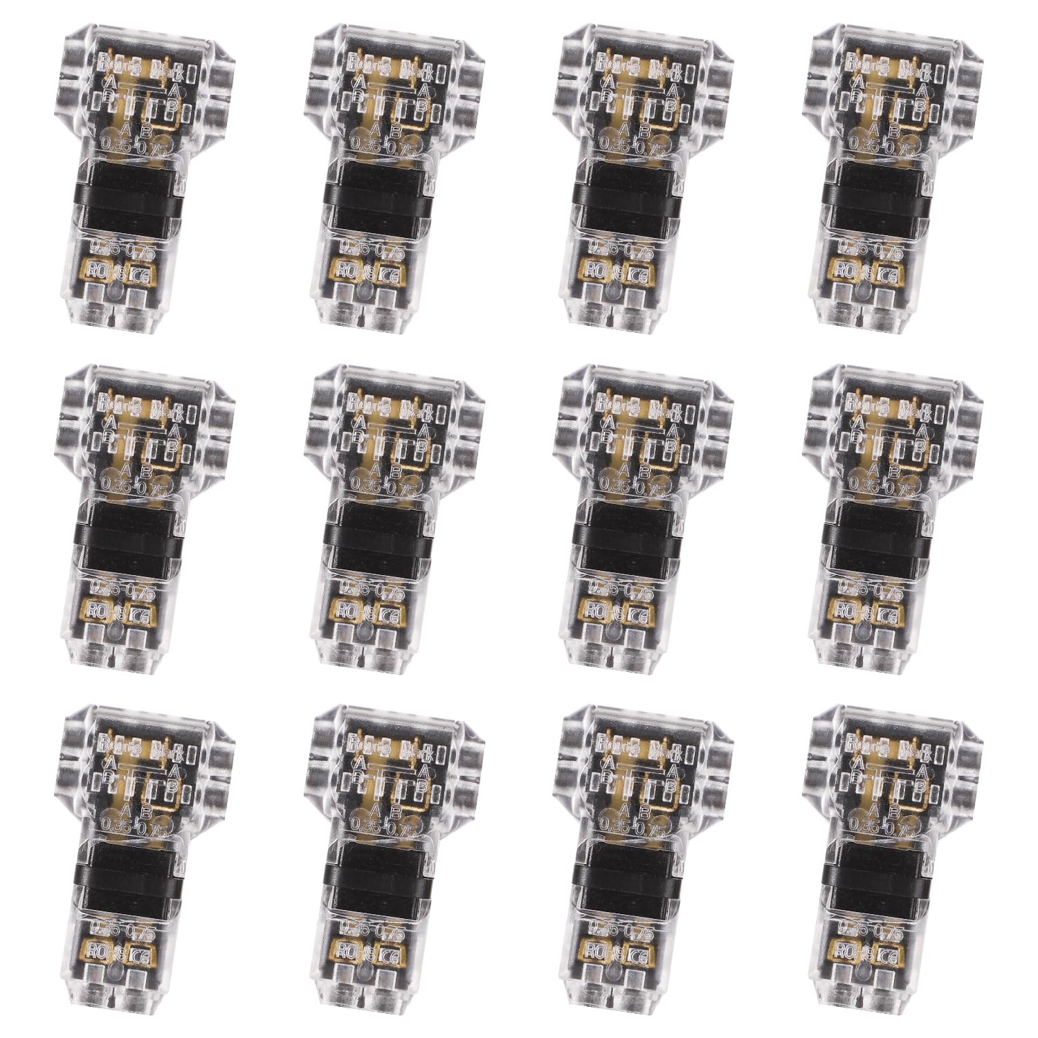 12pcs T Type 2 Pins Wire Connectors, 3 Way Low Voltage Wire Connector ...