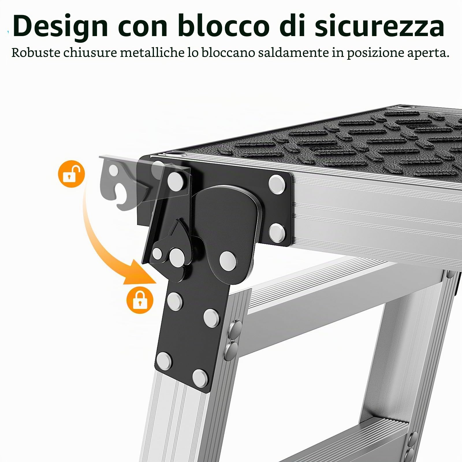 Johgee - Piattaforma da lavoro pieghevole in alluminio, piattaforma da lavoro pieghevole con piedi antiscivolo, sgabello pieghevole con blocchi di sicurezza per la pulizia dell'auto, pittura, officina