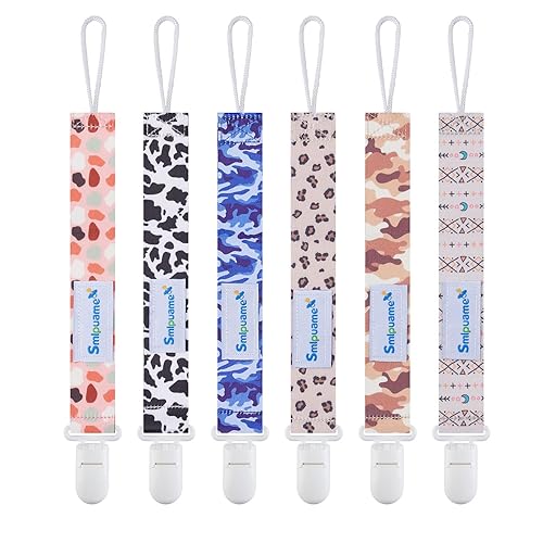 Miniatura 1 de Smlpuame Clip para chupete para bebés, niños y niñas, paquete de 6 elegantes correas de clips, soporte para paci con clips, universal, ligero, se