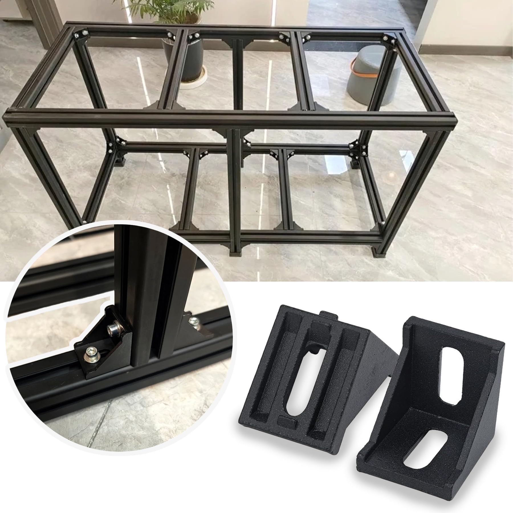 LEPEVNEY 4040 Alumninum Extrusion Inside Corner Brackets 90°L-Shaped Gusset Connectors for Strong & Stable Joints, 10-Pack - Image 3