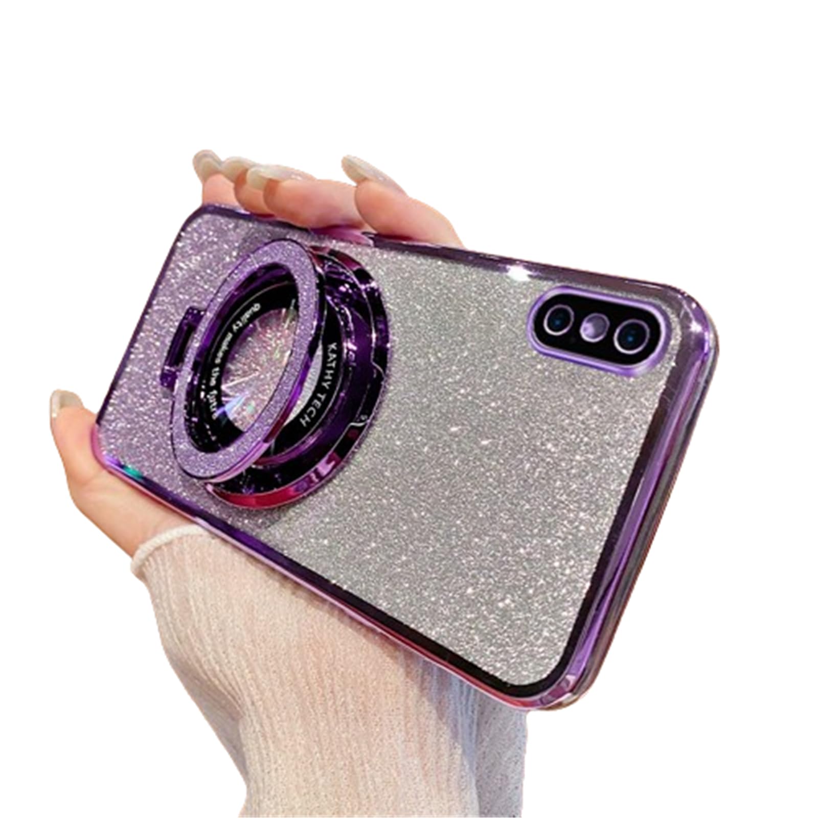 Coque pour iPhone Xs Max compatible MagSafe antichoc TPU violette avec support