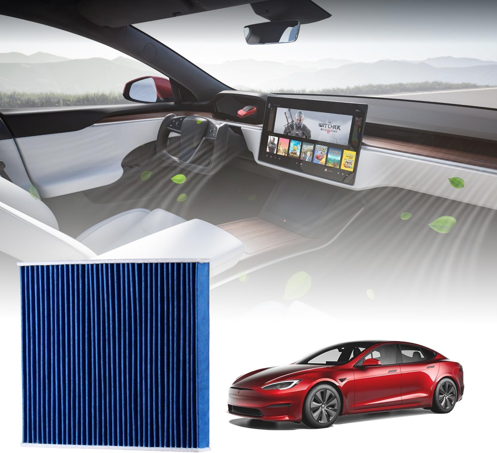 BASENOR Cabin Air Filter Replacement for Tesla Model Y Model 3 (2017-2026), Upgraded Activated Carbon AC Filter Compatible with Model Y Juniper/Model 3 Highland Accessories