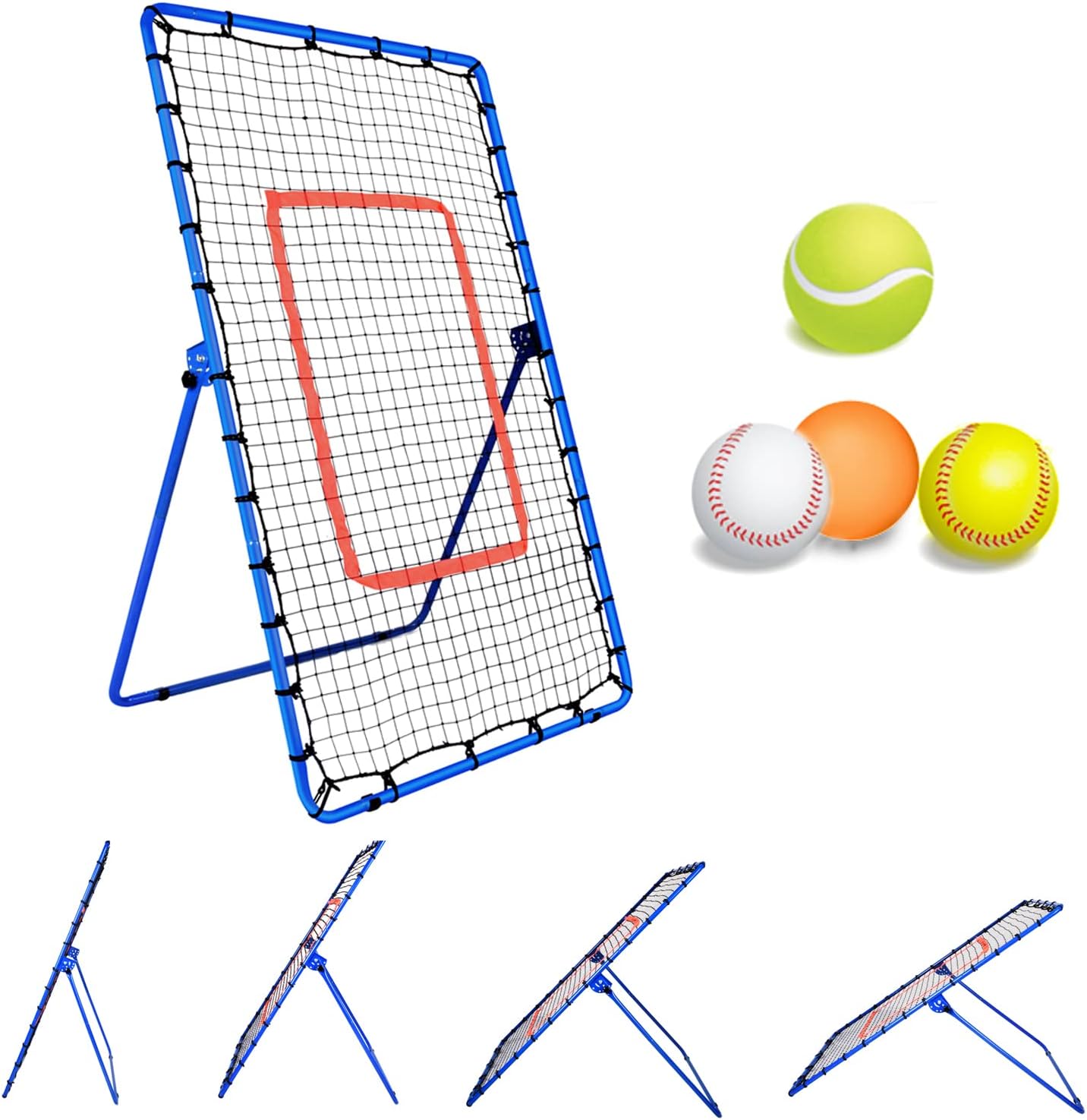 6FT Professional Baseball Softball Rebounder Net Pitchback Rebound Net Cricket Rounder Net with Adjustable Angle - Pitcher Throwing Pitching Catching Practice Trainer- for Kids and Adults