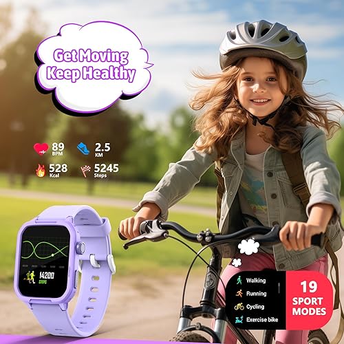 Miniatura 3 de Reloj inteligente para niños, no necesita teléfono, reloj de seguimiento de fitness de vidrio templado para niños y niñas con 19 modos deportivos,