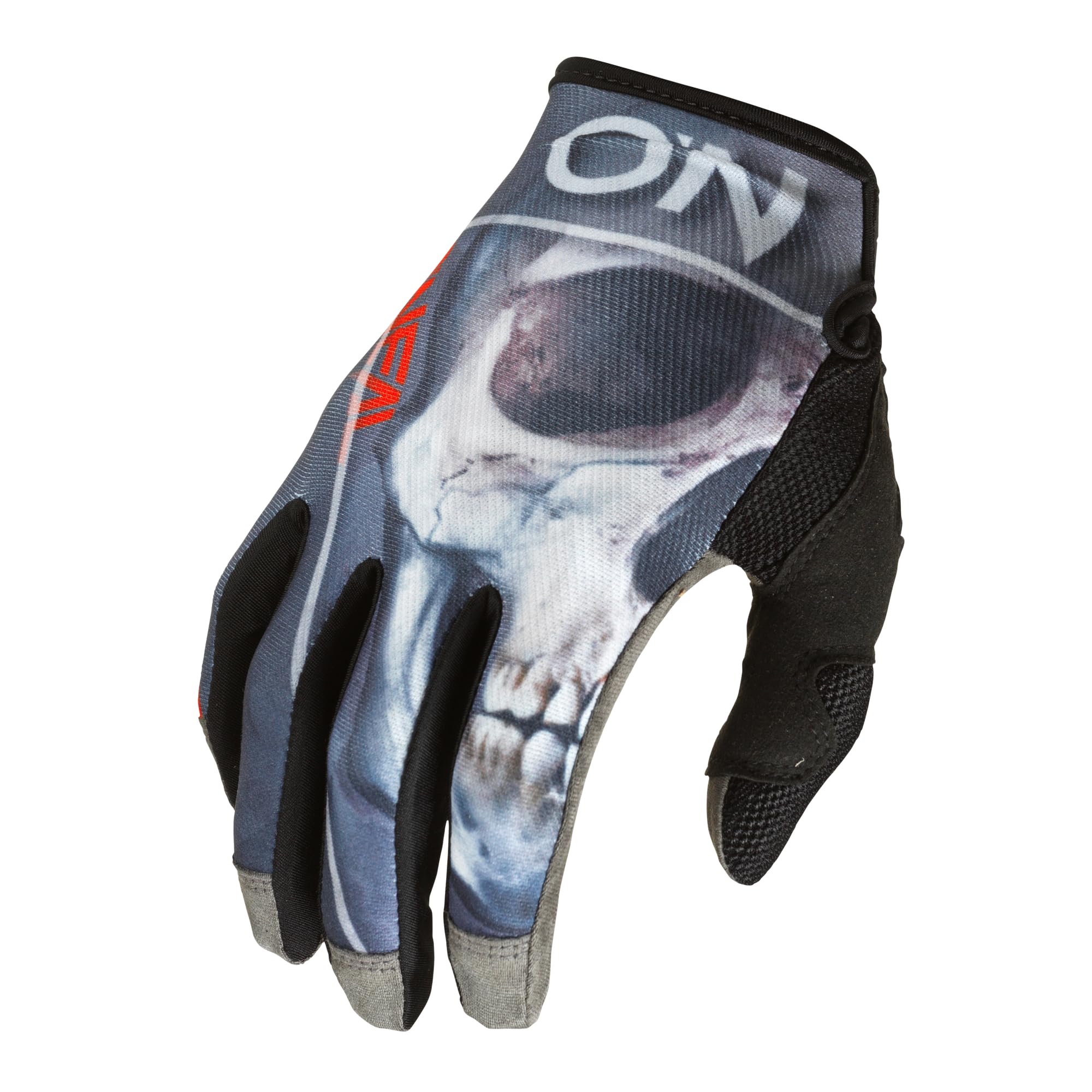 O'NEAL | MX MTB DH FR Downhill Freeride Gloves | Durable and Flexible Materials, Nano Vented Hand Front Section | Mayhem Bones V.22 Adult Glove | Black Red | L