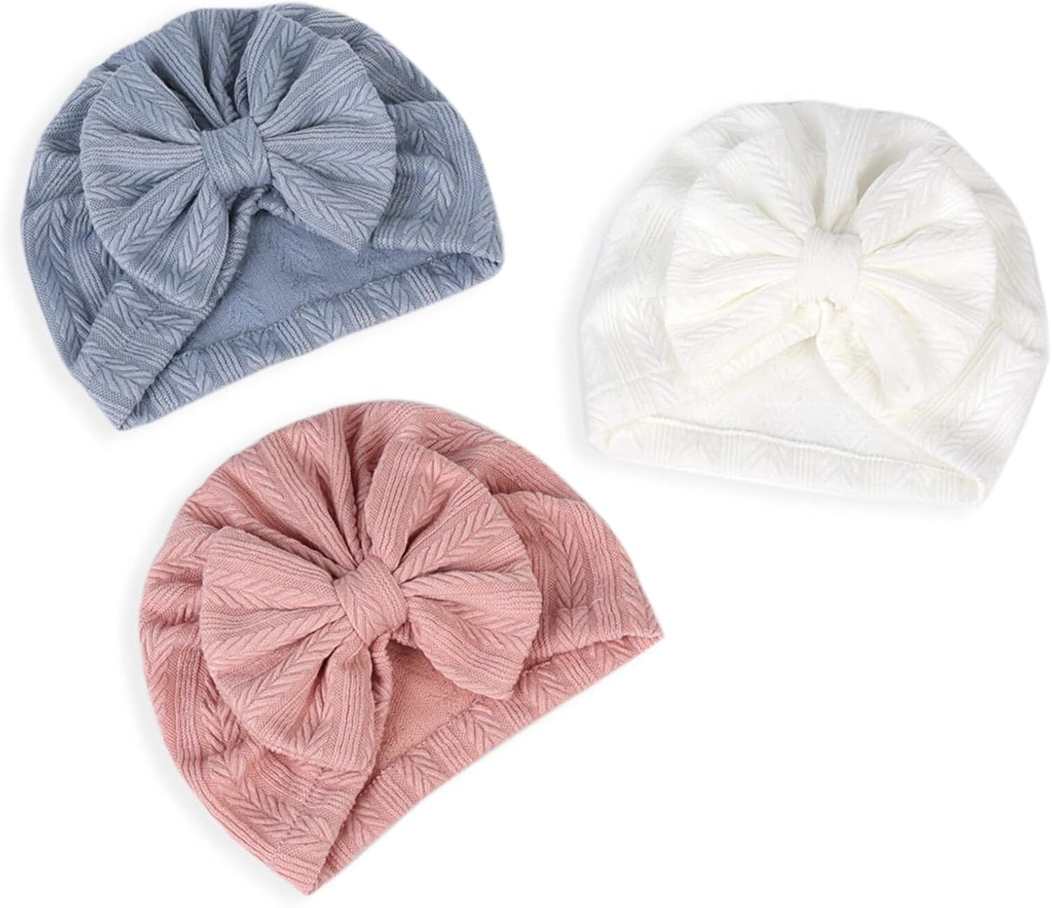 Newborn Hospital Hat Mittens Baby Beanies with Bow Knot Infant Caps Soft Cute Toddler Headwrap for Boys Girls