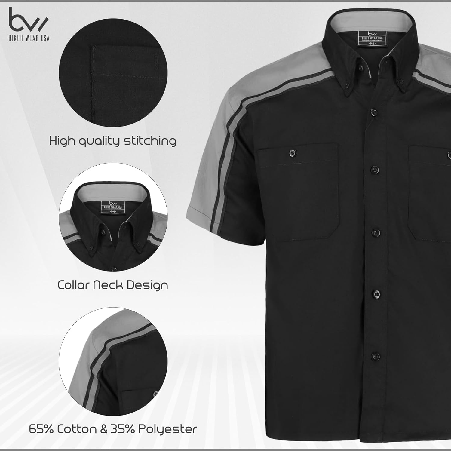 Men’s Work Shirt- Mechanical/Industrial Work Shirt with Reflective Horizontal Lining - Image 6