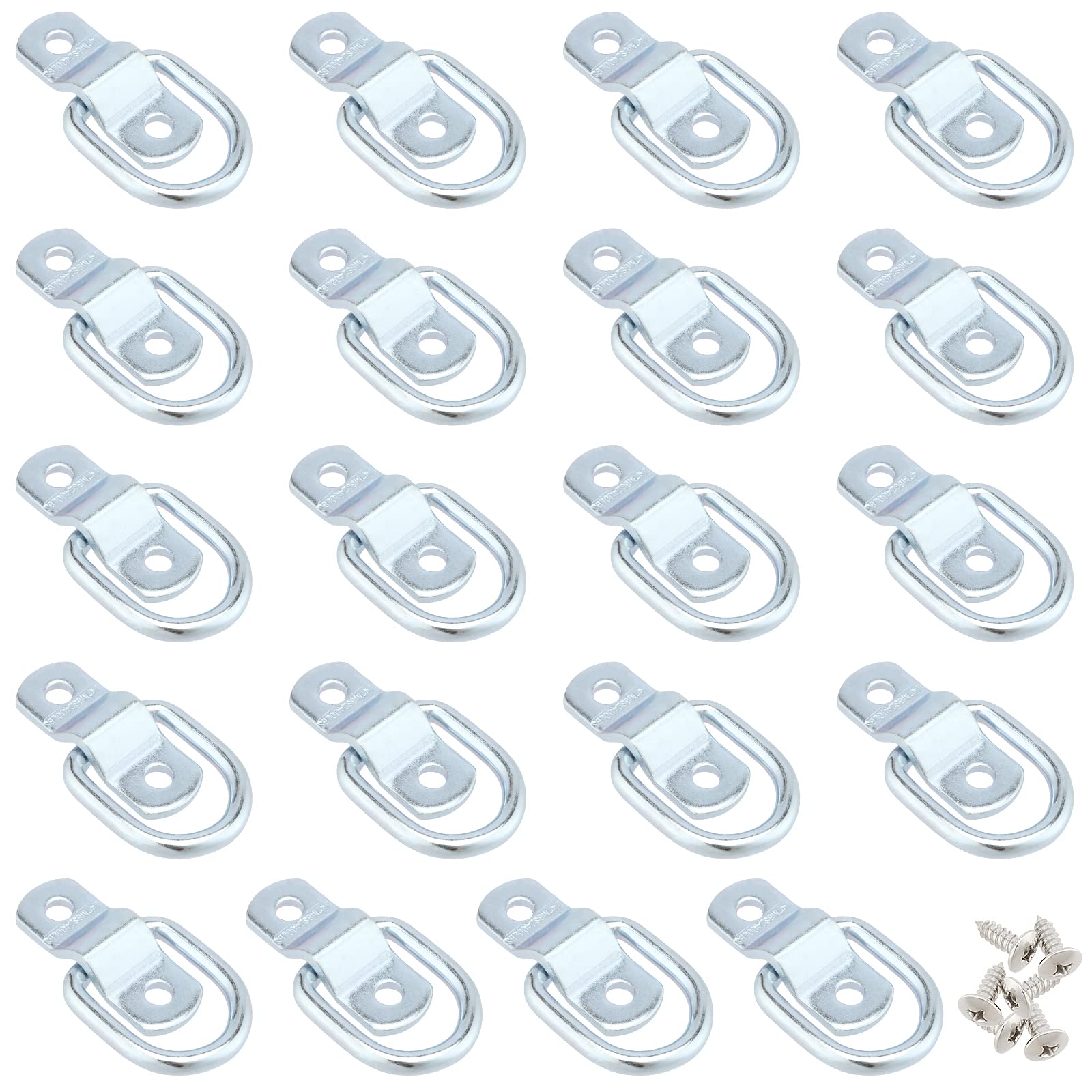 MANCHAP 20 PCS 1/4 Inch D Ring Tie Down Anchor, 2400 lbs Capacity Anchor Lashing Ring Surface/Floor Mount Ring Plate Hooks with Screws for Hauling Cargo, Trailer, Boat, RV