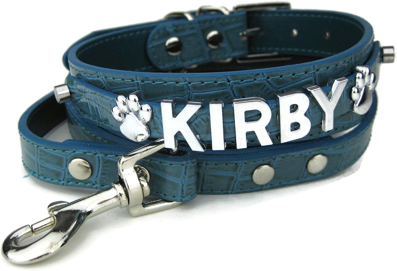 House of Furbaby Personalized Dog Collar | Maritime Blue Dog Collar | XS S M L XL (S w/Leash)