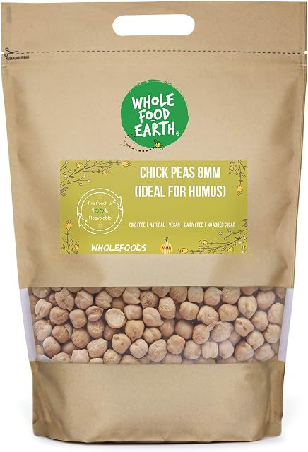 Wholefood Earth Dried Chick Peas 7mm (Ideal for Hummus) 3kg | GMO Free | Natural | Vegan | High Protein