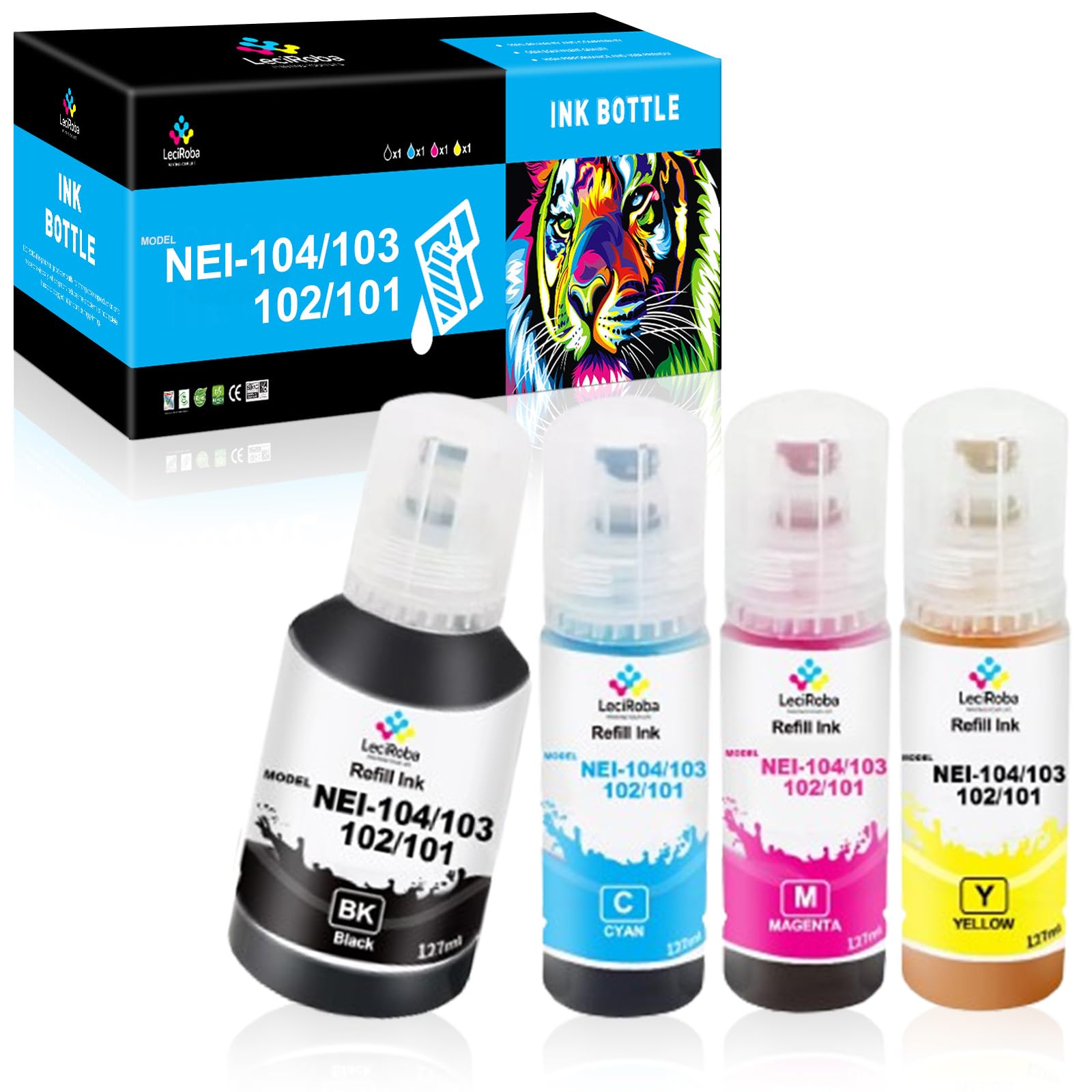 LeciRoba E-104 para Epson 104 103 102 Ecotank Multipack con ET-2710, ET-2711, ET-2712, ET-2714, ET-2715, ET-2720, ET-2721, ET-2726
