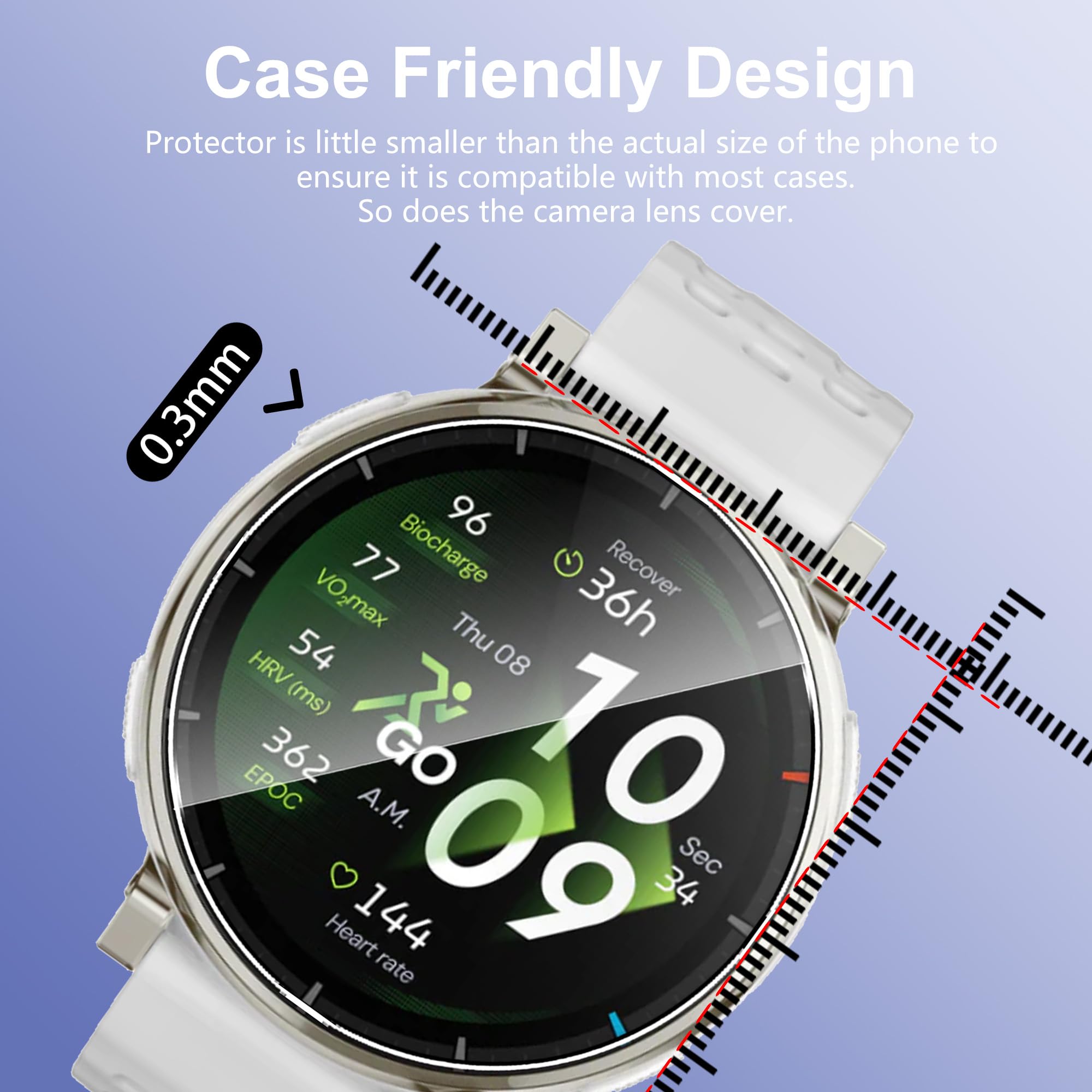 3 Pellicole In Vetro Savvies Per Amazfit Active 3 Premium – Durezza 9H, Ultrasottili E Anti-impronta - 2