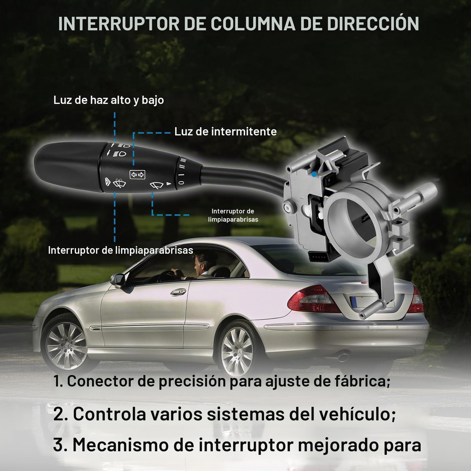 0005452310 Interruptor de dirección intermitente compatible con Mercedes Benz Clase C W203 S203 CL203 CLK C209 A209 2000 – 2010, repuesto para A0005452310 251739 107160