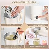 Fondeur de Cire Bougie Électrique 800ml, Kit Fabrication de Bougies Fondoir Cire Bougie avec 2 Températures - Inclut Thermomètre, 100 Mèches, 100 Autocollants, 10 Supports et Cuillère de Mélange - 7