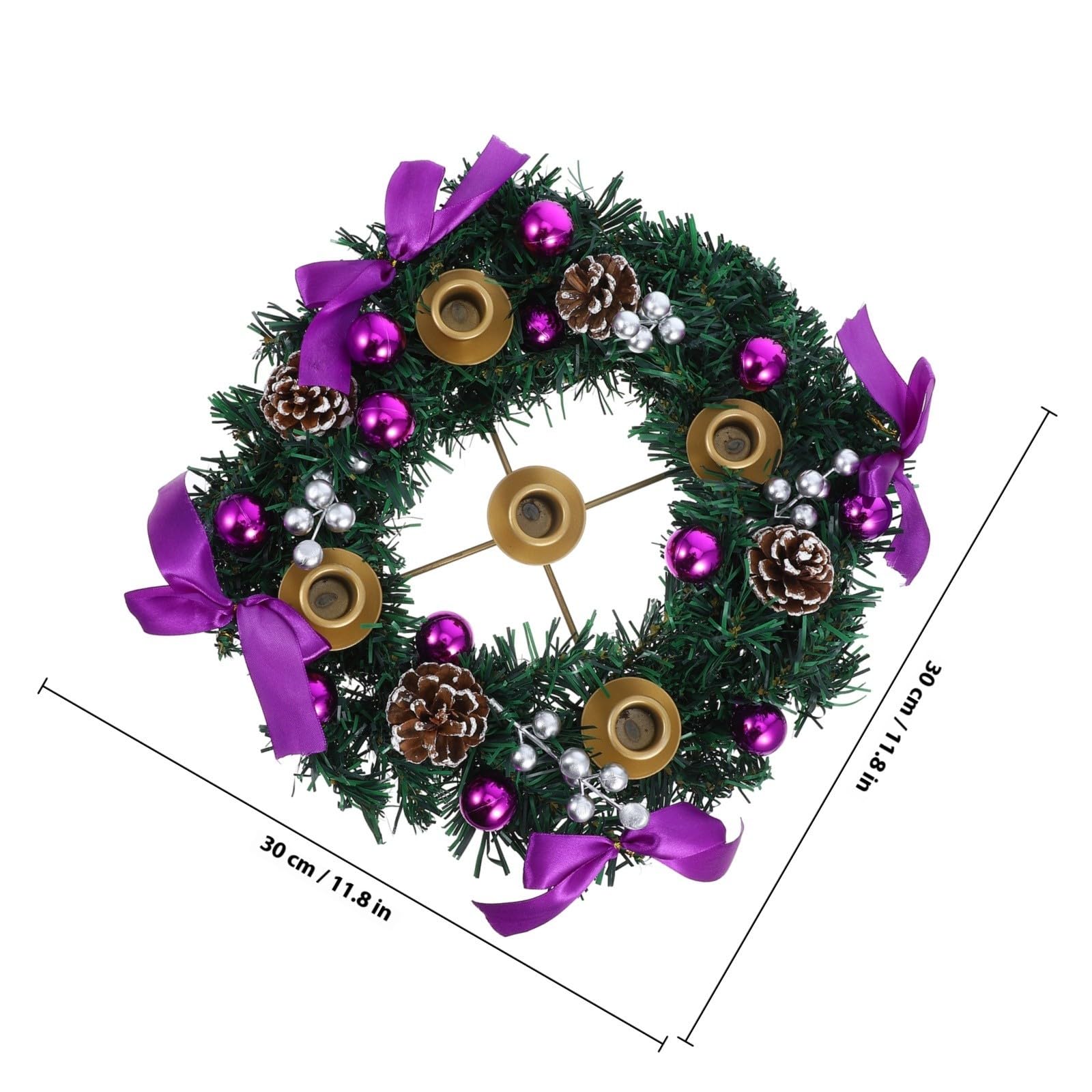 iplusmile Portavelas de Mesa Navideño con Guirnalda de Adviento, Diseño Elegante en Hierro y PVC, Base Estable para Decoración Interior de Navidad y Bodas