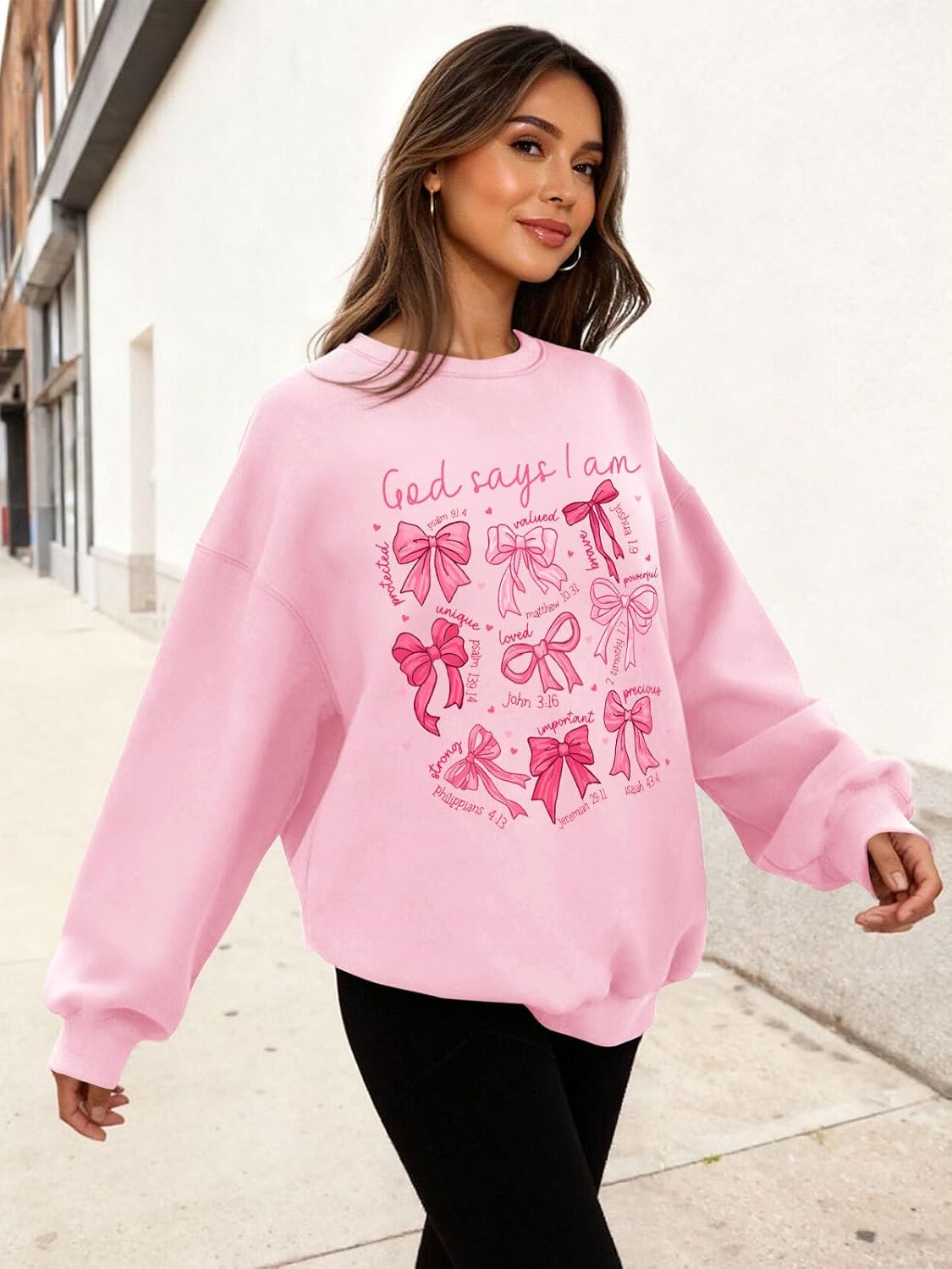 Christian Sweatshirts for Women Oversized Faith Jesus Shirts Bible Verses Inspirational Long Sleeve Graphic Pullover - Image 3