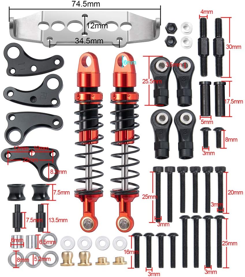 RCLions 2pcs RC Shock Absorber Damper 80mm Cantilever Suspension Kit for TRX4 Upgrade Parts 1/10 RC Crawler Car