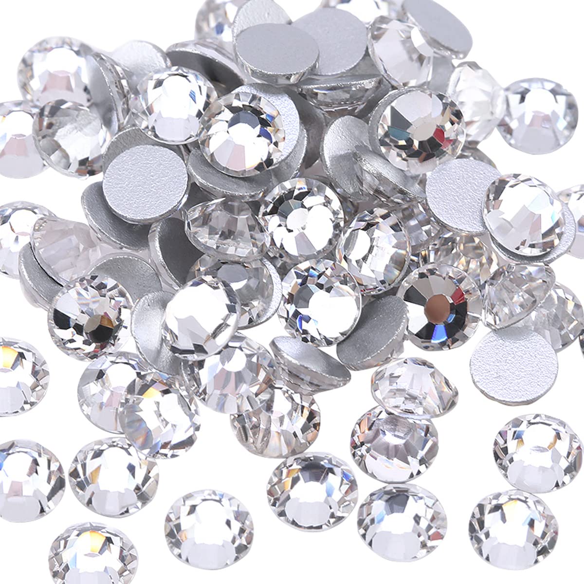 Cozylkx 144pcs 8mm Flatback Rhinestones, 3D Glass Crystal Glitter Gems for Nail Art Decoration Dress Making DIY Craft
