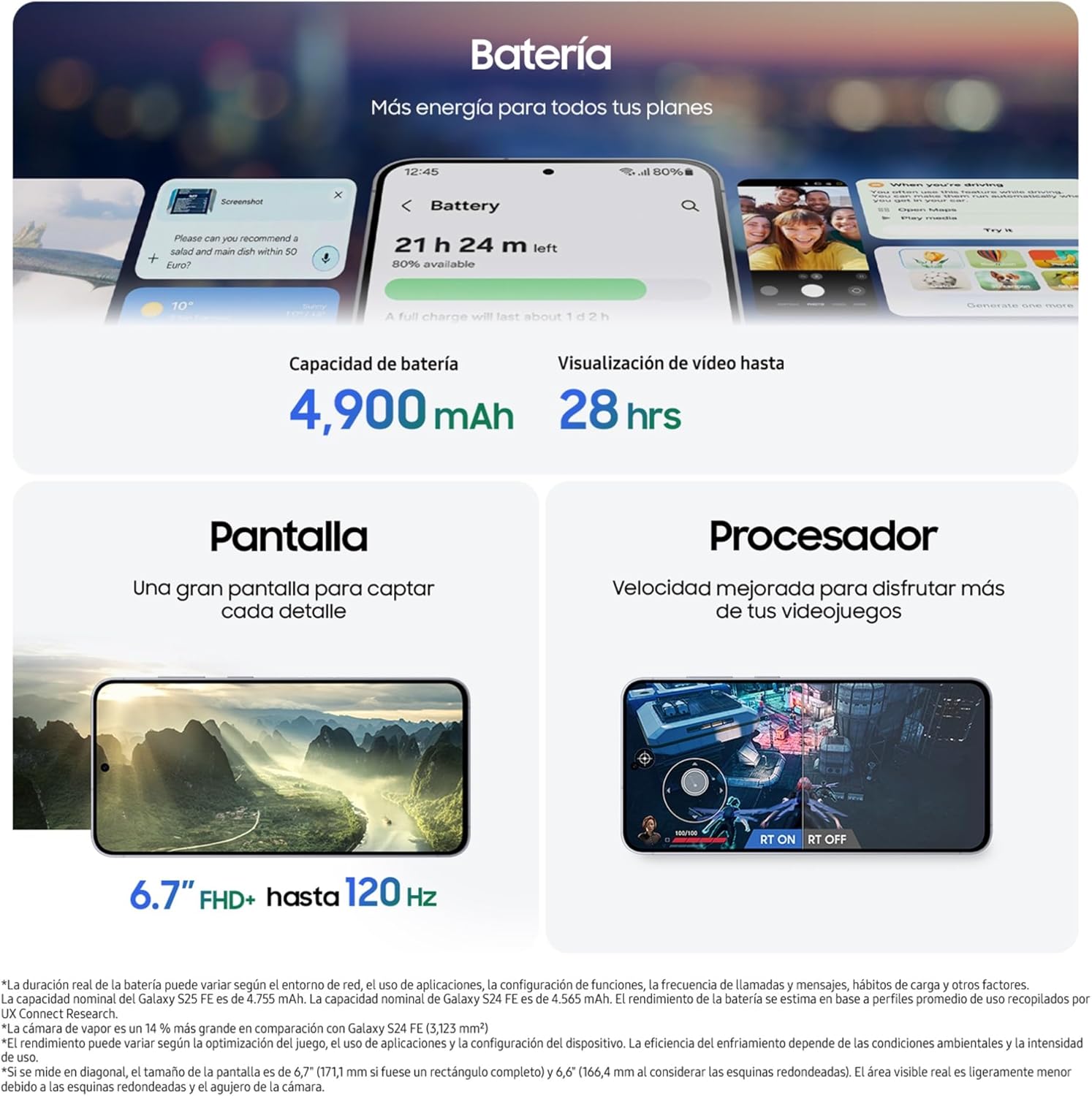 Samsung Galaxy S25 FE 512GB, Teléfono Móvil con IA, Marco Ligero 7,5mm, Pantalla FHD+ 6,7″, Cámara 50MP, Exynos 2400, 8GB RAM, Garantía Fabricante 3 Años + 1 Año Extra, Blanco (Versión Española) 6