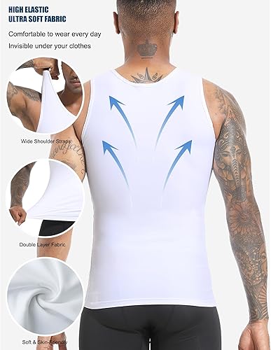 Miniatura 8 de ISUP Mens Slimming Body Shaper Compression Tank Top Undershirt Shapewear