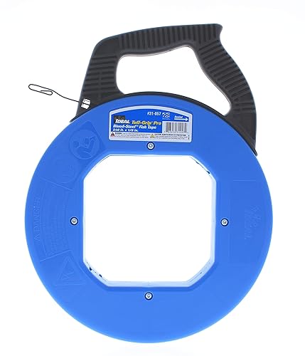 IDEAL - Cinta eléctrica de acero azul 31-057 Cinta de pescado de acero azul de 240 pies con gancho formado y funda Tuff-Grip Pro, acabado no graso,