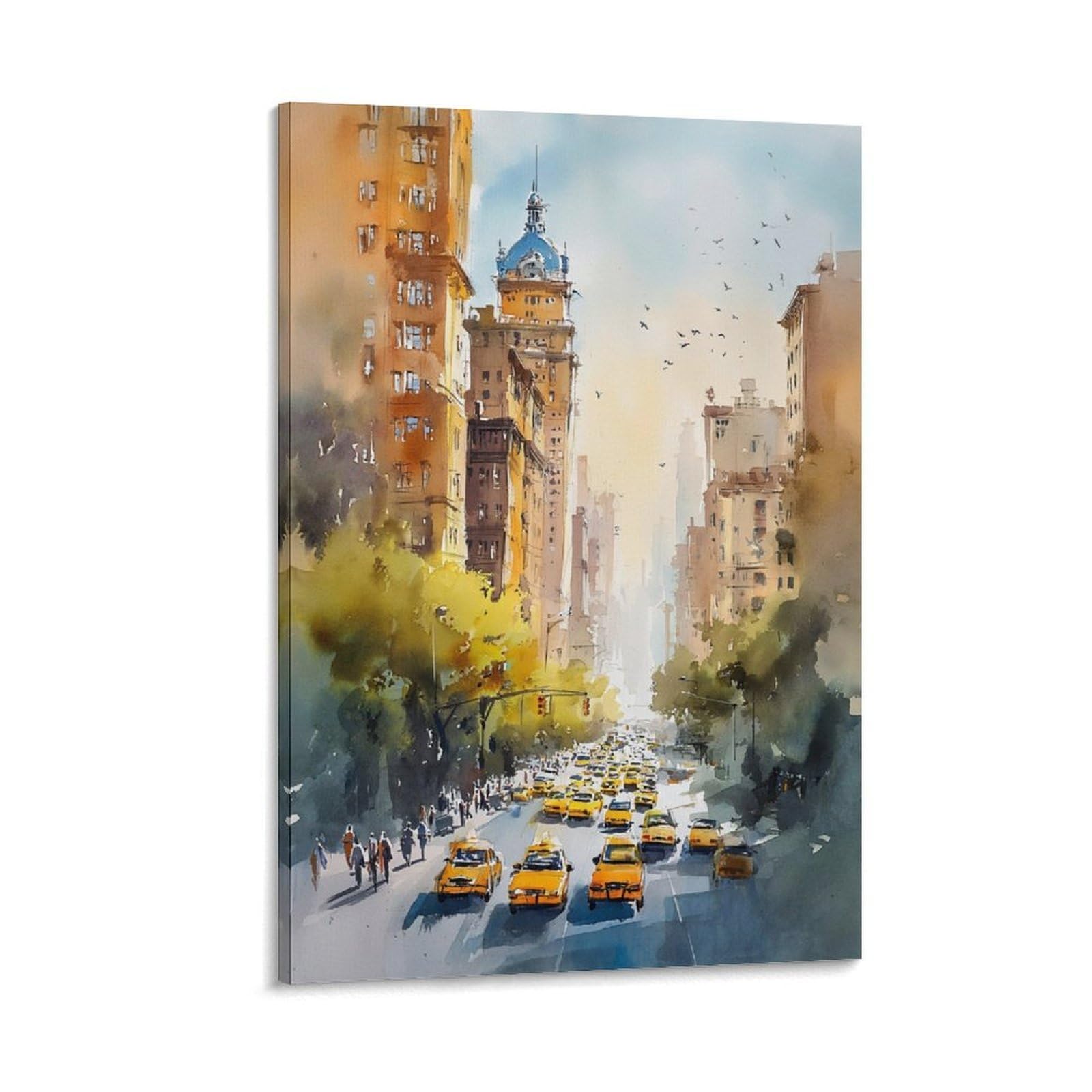 LCYNNH Brooklyn Bridge Watercolor Painting New York Travel Art 20x30inch(50x75cm) Print Home Bedroom Office Living Room Decor Canvas