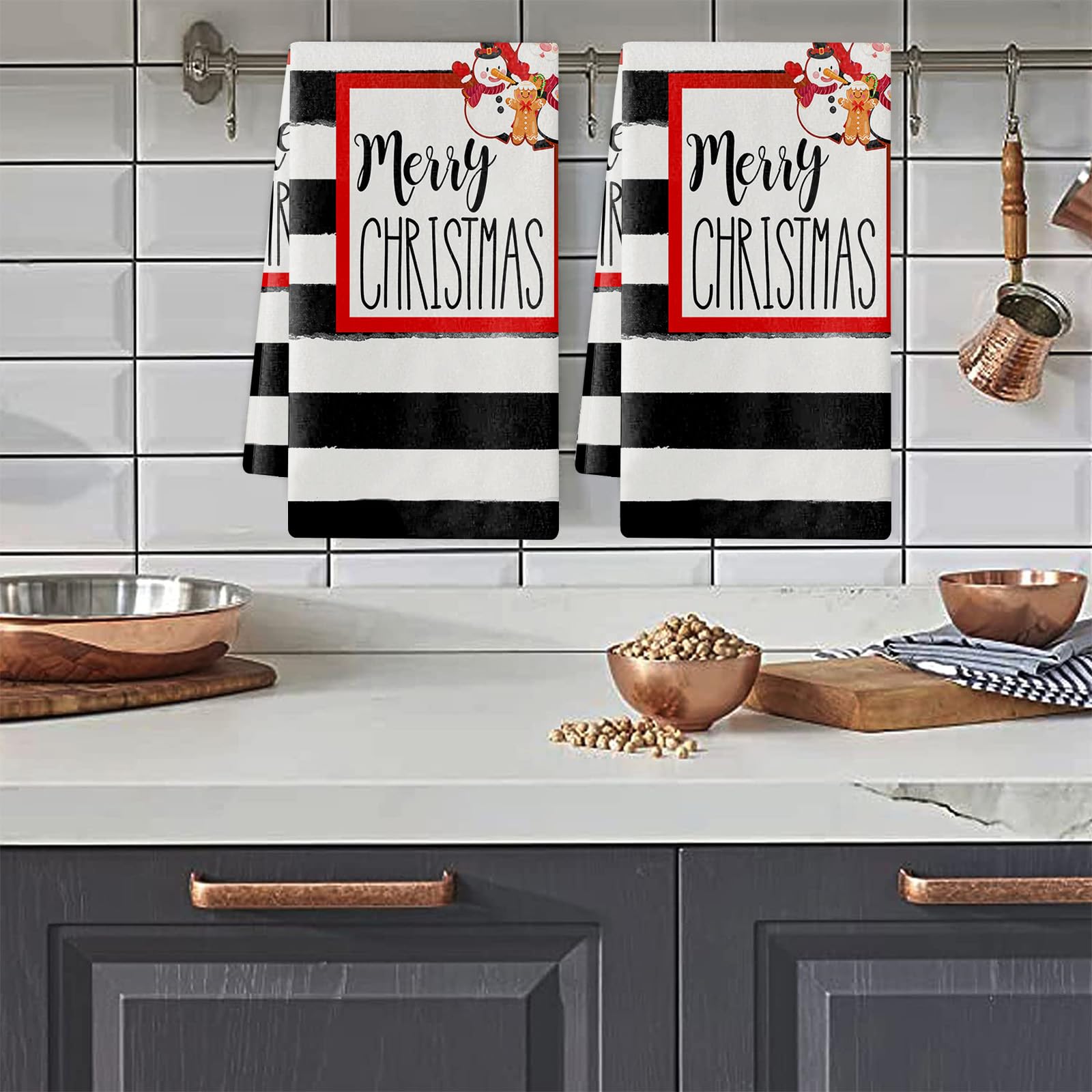 Trapos Cocina Raya Negra Y Rojo Paños de Cocina Suaves y Absorbentes Paños Cocina Reutilizables Trapos de Cocina para Secar Toallas Lavable Toallas de Barra 2 Piezas (44x74 cm)