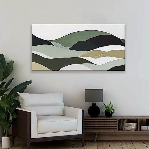 Miniatura 3 de TAIJXAGSG Arte abstracto de pared para sala de estar, lienzo moderno, decoración de pared, arte de pared verde, dormitorio, oficina, decoración