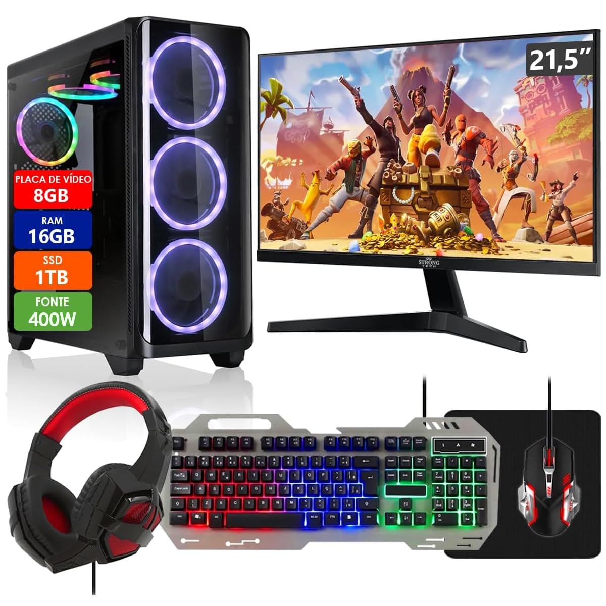 PC Gamer Intel Core i5 16GB SSD 1TB Placa de Vídeo RX 580 8GB 256
