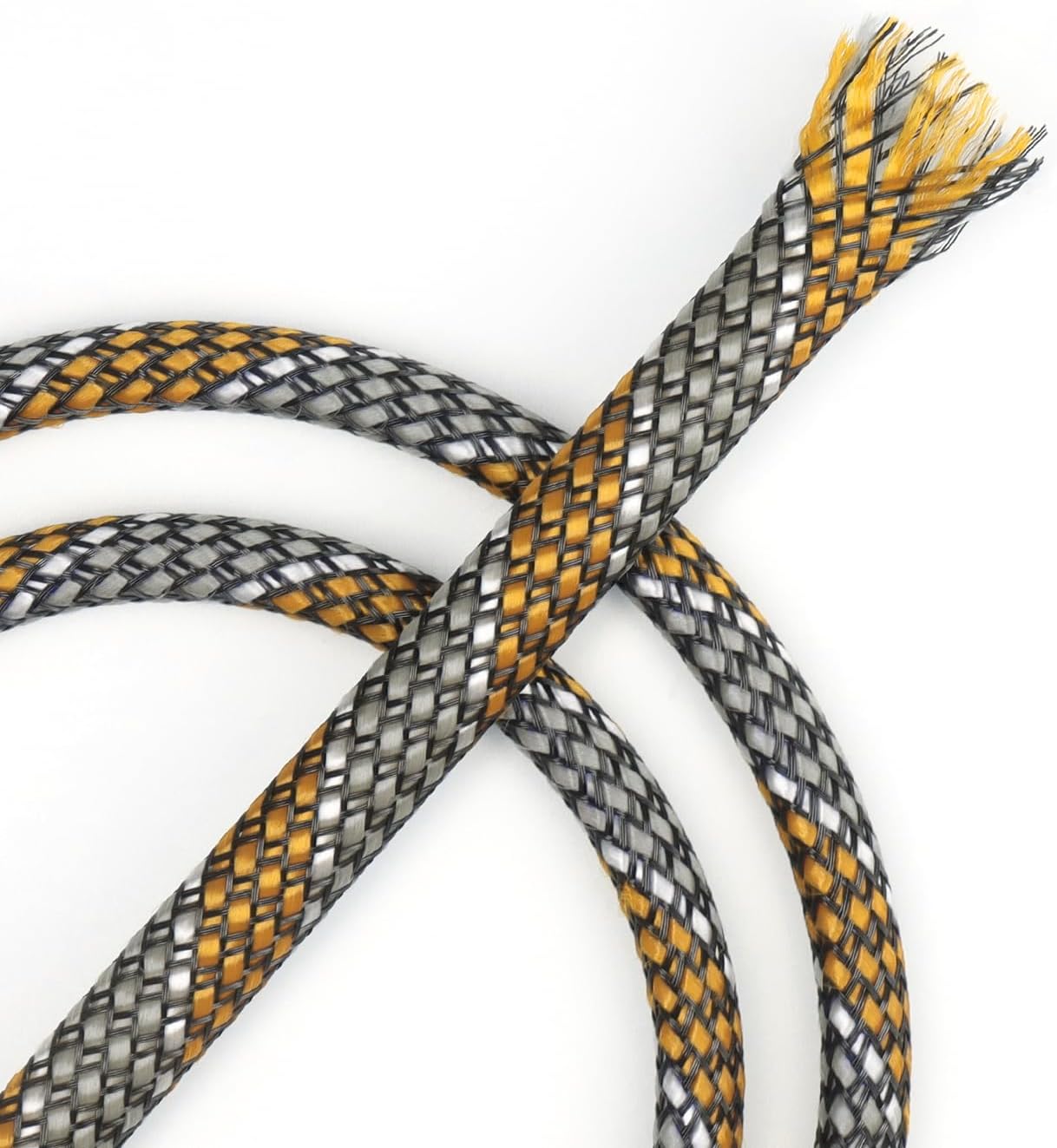 New Braid Sleeve,PP Cotton PET Braided Sleeve Tube Soft Wire Wrap Insulated Cable Protection Line Harness Sheath Daily Household Wire Management (Orange White Grey, 8mm (5/16")-19ft)