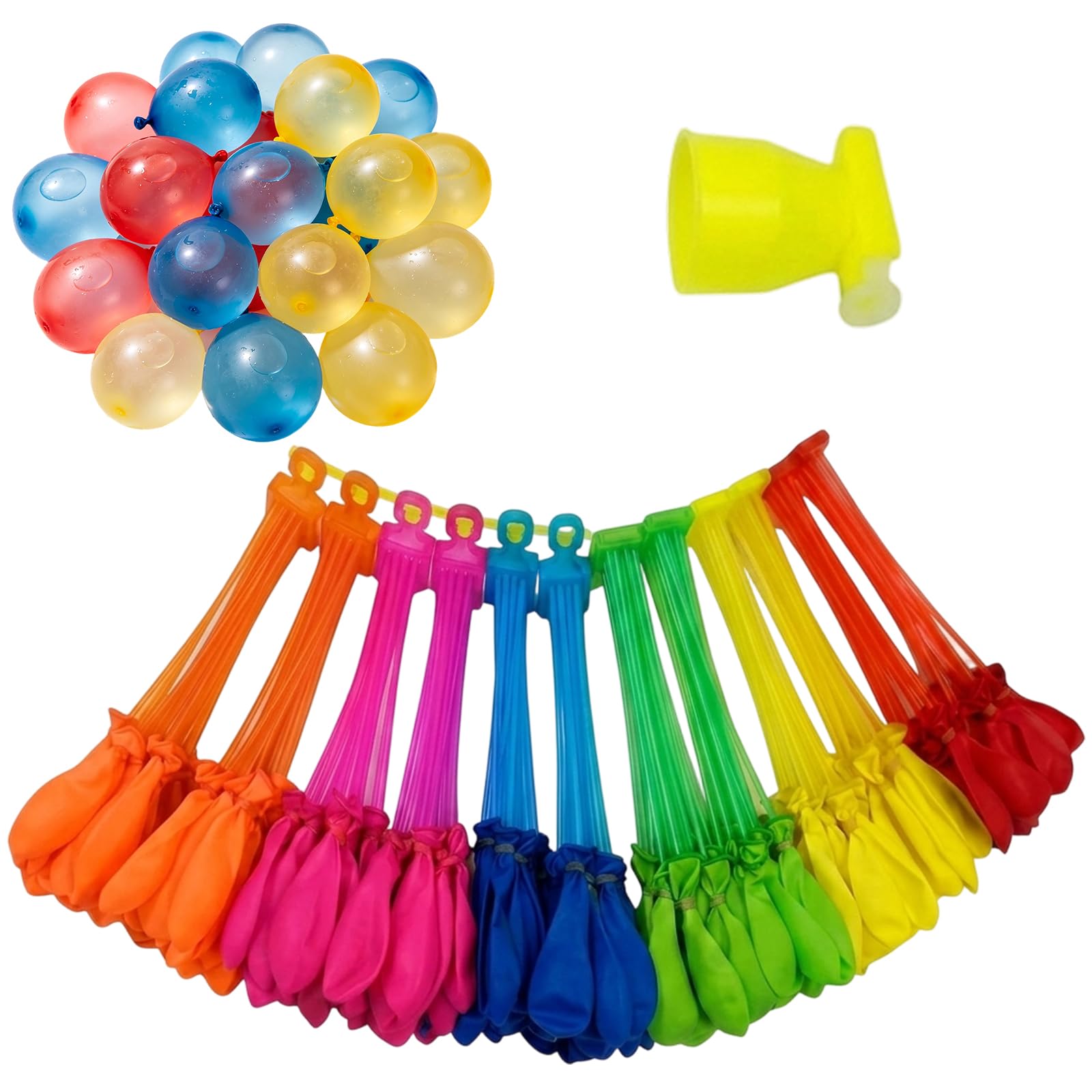 216 Pcs Water Balloons, Reusable Water Balloons with Quick-Fill System, Vibrant Multi-Color Water Bombs for Outdoor Water Fights, Pool Parties and Family Gatherings, 12 Bundles of 18 Balloons