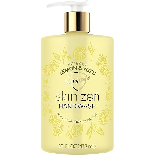 Safeguard Liquid Hand Soap, Skin Zen, Washes Away 99% Bacteria, Made with Natural Moisturizers & 2X Skin Conditioners, Safeguarding Families, PH Balanced Formula, Lemon & Yuzu Scent, 16 oz