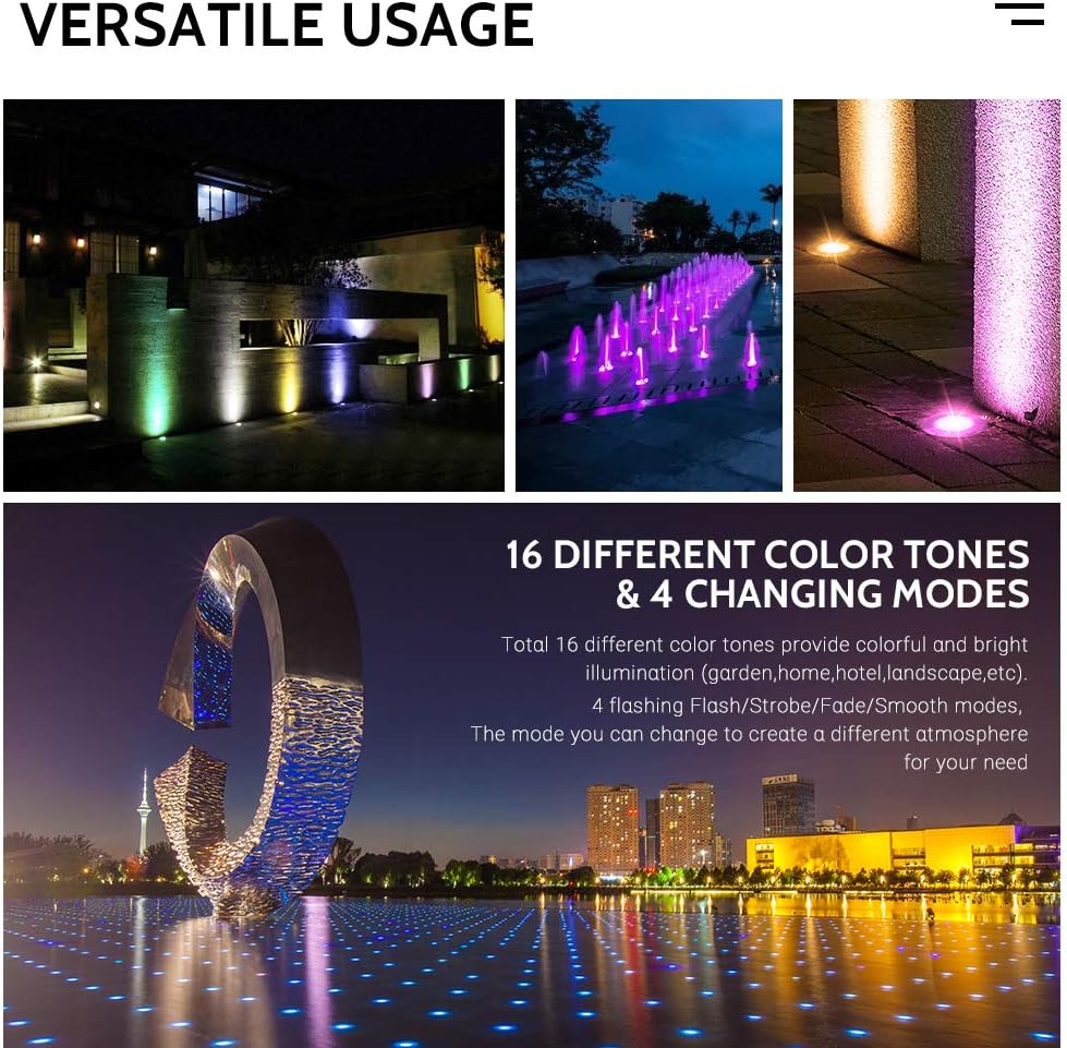 ❤ Crazy Deals Landscape Lighting 3W RGB LED Remote Color Changing Landscape Lights DC12V Ground Lights IP67 Waterproof Garden Lights 16 Colors and 4 Changing Modes Outdoor Lighting Spotlights (6 Pack)