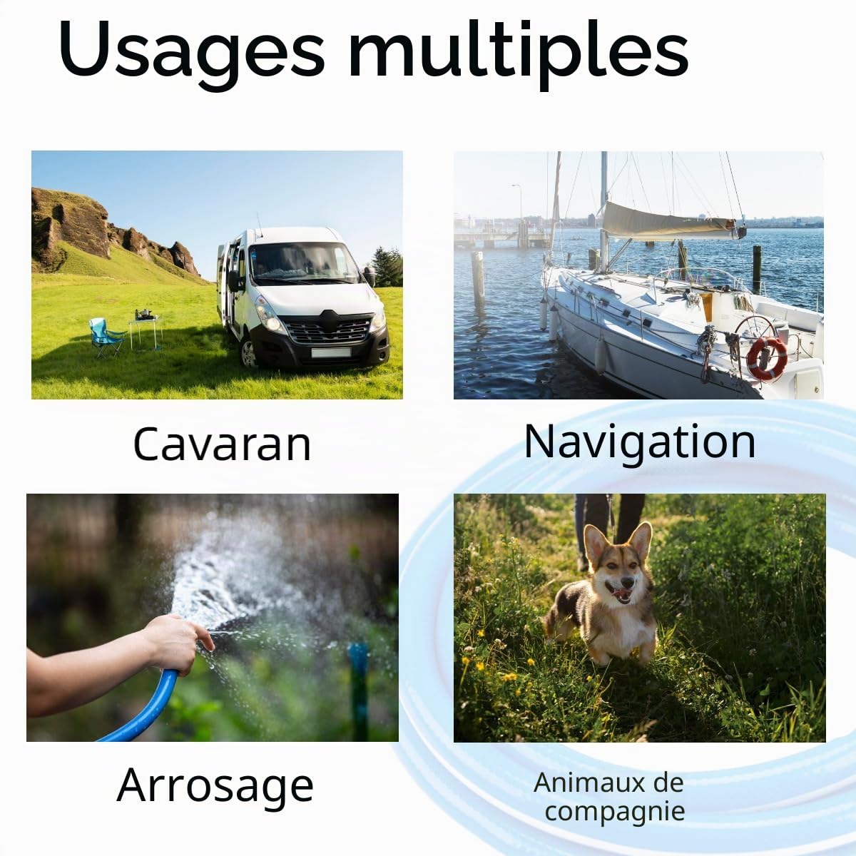 Tuyau d'arrosage de qualité alimentaire avec ensemble de raccords de tuyau pour eau potable, caravane, camping-car et camping-car, 12 mm x 16 mm de diamètre extérieur