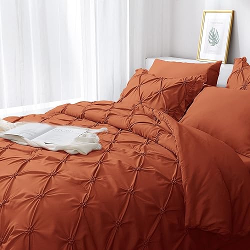 Miniatura 4 de JOLLYVOGUE Juego de edredón tamaño Queen de 7 piezas, color naranja quemado en una bolsa, juego de edredón para dormitorio, juegos de edredón con