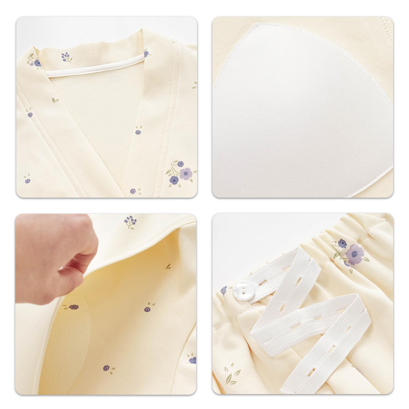 Pflegeleichtes Schlafset aus Baumwolle mit lockerer, Beige M