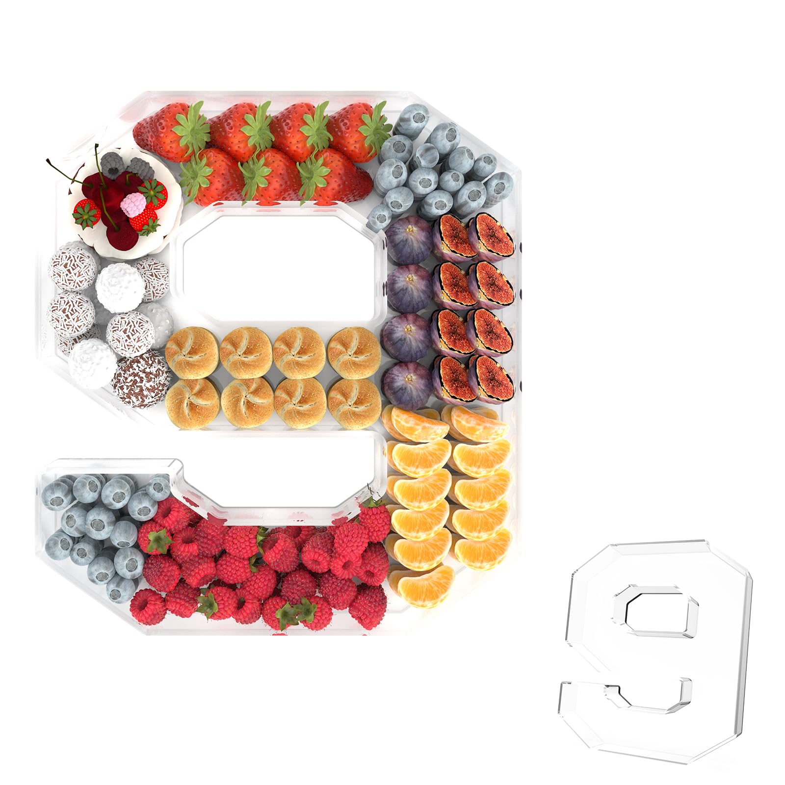 11" Acrylic Number Charcuterie Tray, Fillable Charcuterie Box (Number 9)