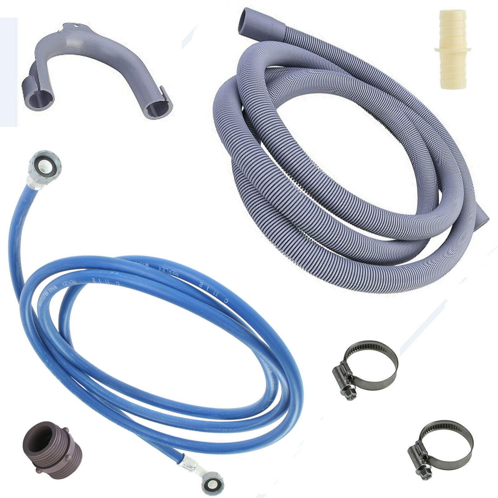 Masterpart Blue Universal Washing Machine Cold Inlet Fill & Waste Water Drain Hose Extension Kit 2.5M